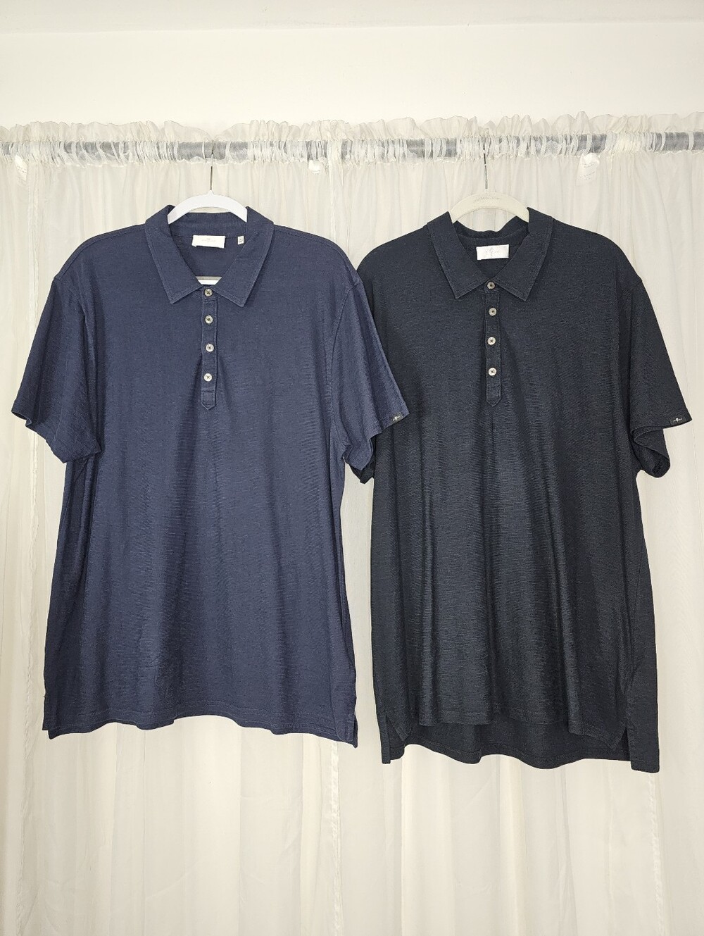 7 For All Mankind Men’s Polo Shirts Bundle 2-Pack Blue Navy & Black XL